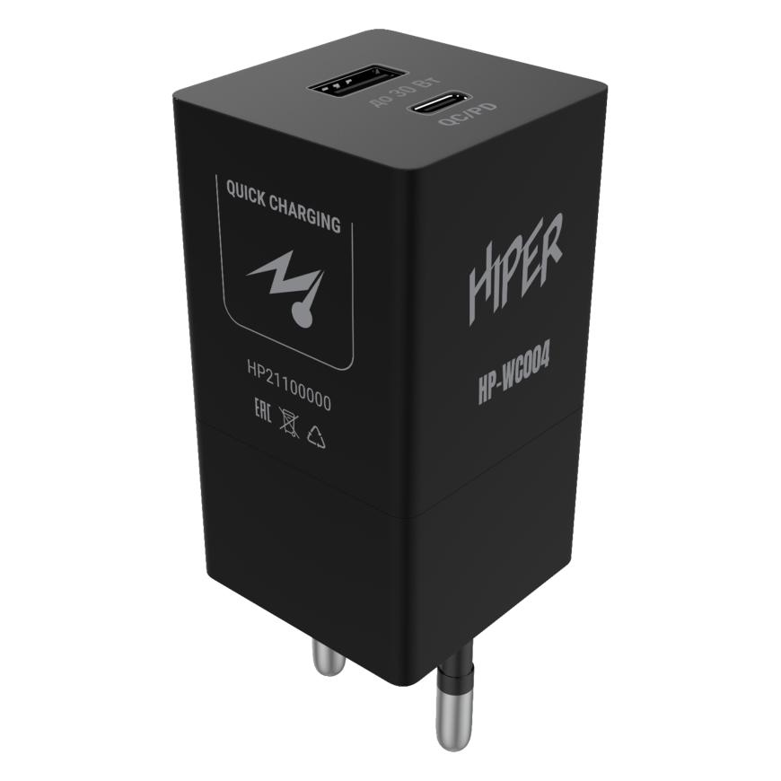 Сетевое зарядное устройство HIPER мощностью 30 Вт (USB-C, USB-A)